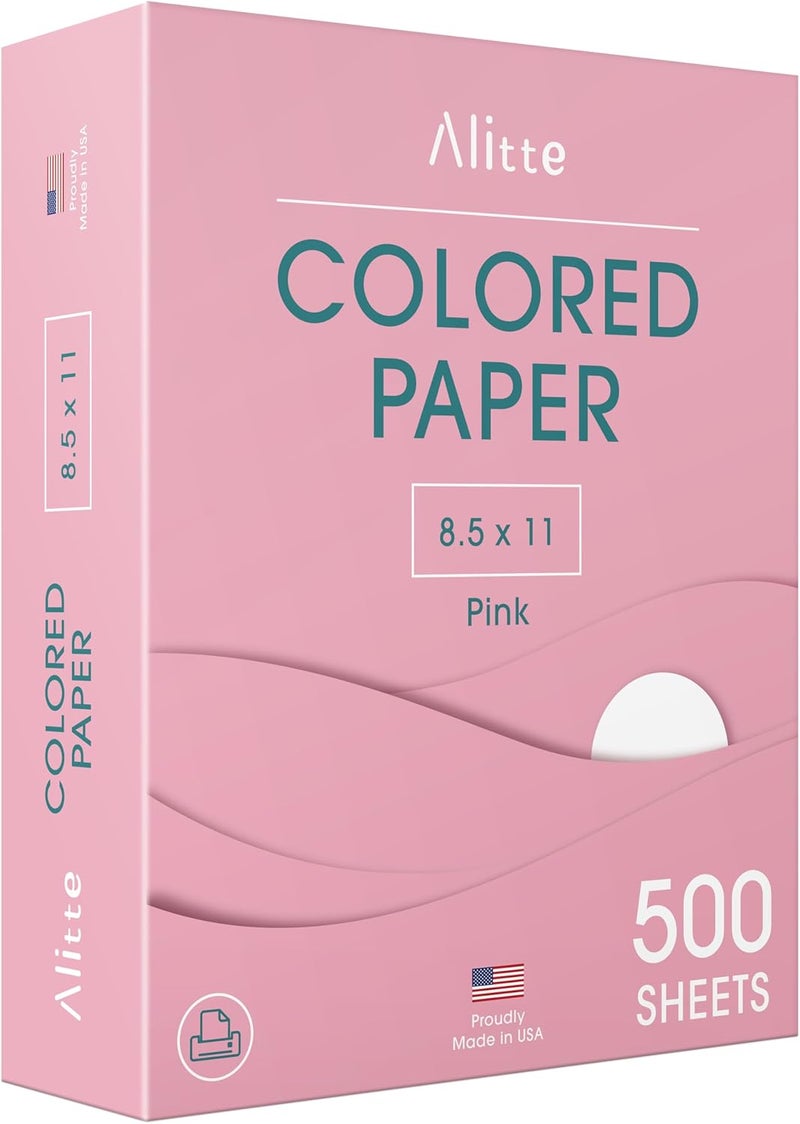 Alitte Colored Paper 500-Sheets - Pink Paper, 8.5 x 11 Colored Printer Paper, Arts & Crafts, DIY Projects - School & Office Supplies - Pastel Copy Paper, 1 Ream, Made in the USA - Image 1